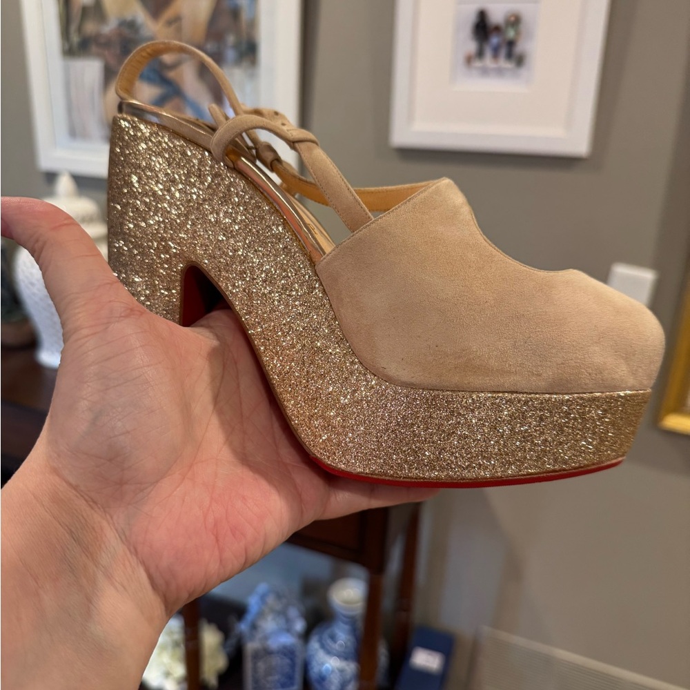 Authentic Peep toe Christian Louboutin Nude Martel 140 Platform Heels!!!! - Picture 9 of 16